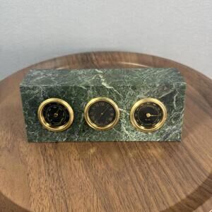 Universal Music Heavy Green Crystal and Gold Desk Clock / Thermometer / Humidity